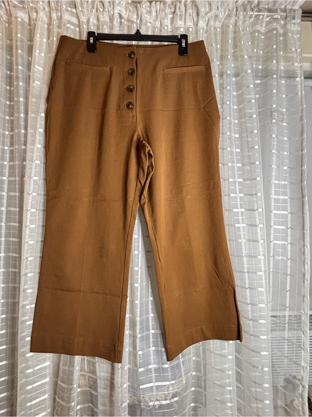 Ann Taylor Factory Button-Front Wide Leg Pants in Camel